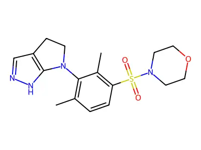 4-[3-(4,5-dihydro-1H-pyrrolo[2,3-c]pyrazol-6-yl)-2,4-dimethylphenyl]sulfonylmorpholine structure