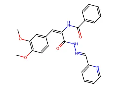 N-[(E)-1-(3,4-dimethoxyphenyl)-3-oxo-3-[(2E)-2-(pyridin-2-ylmethylidene)hydrazinyl]prop-1-en-2-yl]benzamide structure