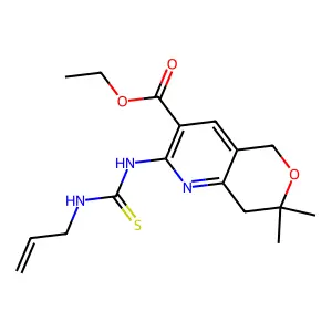 ethyl 7,7-dimethyl-2-(prop-2-enylcarbamothioylamino)-5,8-dihydropyrano[4,3-b]pyridine-3-carboxylate structure