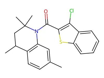 1-[(3-chloro-1-benzothien-2-yl)carbonyl]-2,2,4,7-tetramethyl-1,2,3,4-tetrahydroquinoline structure
