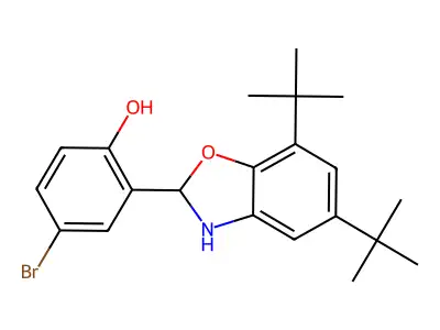 4-Bromo-2-(5,7-ditert-butyl-2,3-dihydro-1,3-benzoxazol-2-yl)phenol structure