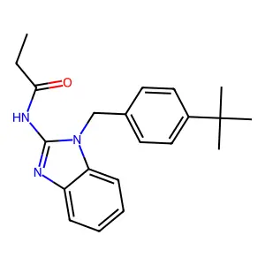 N-[1-[(4-tert-butylphenyl)methyl]benzimidazol-2-yl]propanamide structure