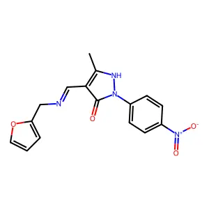 (4Z)-4-[(furan-2-ylmethylamino)methylidene]-5-methyl-2-(4-nitrophenyl)pyrazol-3-one structure