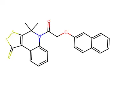 1-(4,4-dimethyl-1-thioxo-1,4-dihydro-5H-[1,2]dithiolo[3,4-c]quinolin-5-yl)-2-(naphthalen-2-yloxy)ethanone structure
