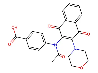 4-[Acetyl-(3-morpholin-4-yl-1,4-dioxonaphthalen-2-yl)amino]benzoic acid structure