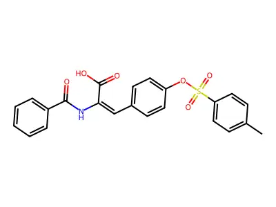 (E)-2-benzamido-3-(4-(tosyloxy)phenyl)acrylic acid structure
