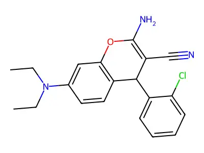 2-amino-4-(2-chlorophenyl)-7-(diethylamino)-4H-chromene-3-carbonitrile structure