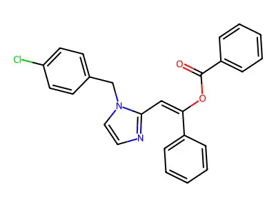 (E)-2-(1-(4-chlorobenzyl)-1H-imidazol-2-yl)-1-phenylvinyl benzoate structure
