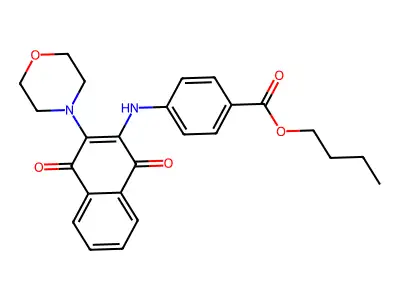 Butyl 4-((3-morpholino-1,4-dioxo-1,4-dihydronaphthalen-2-yl)amino)benzoate structure