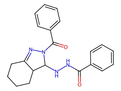N'-(2-benzoyl-3,3a,4,5,6,7-hexahydroindazol-3-yl)benzohydrazide structure