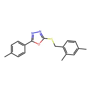 2-[(2,4-Dimethylphenyl)methylsulfanyl]-5-(4-methylphenyl)-1,3,4-oxadiazole structure