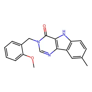 3-[(2-methoxyphenyl)methyl]-8-methyl-5H-pyrimido[5,4-b]indol-4-one structure