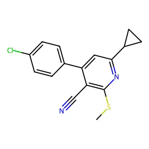 4-(4-Chlorophenyl)-6-cyclopropyl-2-(methylthio)nicotinonitrile structure
