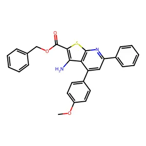 Benzyl 3-amino-4-(4-methoxyphenyl)-6-phenylthieno[2,3-b]pyridine-2-carboxylate structure