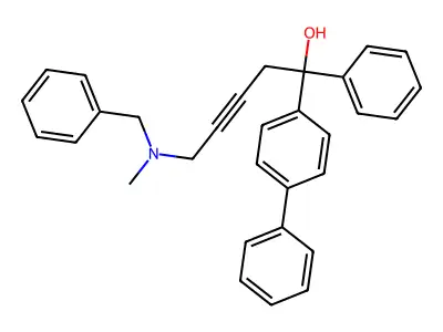 5-[Benzyl(methyl)amino]-1-phenyl-1-(4-phenylphenyl)pent-3-yn-1-ol structure