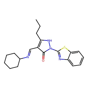 (4E)-2-(1,3-benzothiazol-2-yl)-4-[(cyclohexylamino)methylidene]-5-propylpyrazol-3-one structure