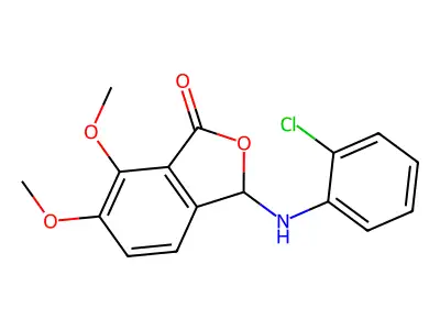 3-[(2-chlorophenyl)amino]-6,7-dimethoxy-2-benzofuran-1(3H)-one structure