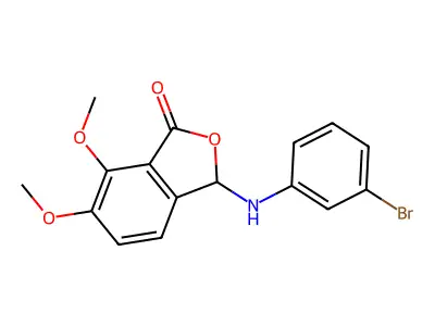 3-[(3-bromophenyl)amino]-6,7-dimethoxy-2-benzofuran-1(3H)-one structure