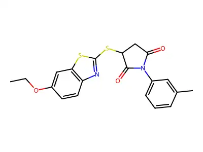 3-[(6-ethoxy-1,3-benzothiazol-2-yl)sulfanyl]-1-(3-methylphenyl)pyrrolidine-2,5-dione structure