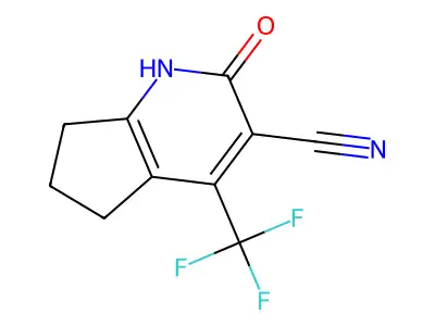 3-Cyano-6,7-dihydro-4-trifluoromethyl-1,5H-cyclopenta-[b]-pyrid-2-one structure