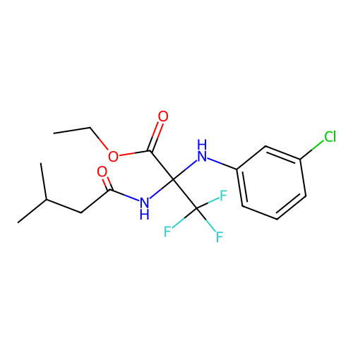 ethyl 2-[(3-chlorophenyl)amino]-3,3,3-trifluoro-N-(3-methylbutanoyl)alaninate structure