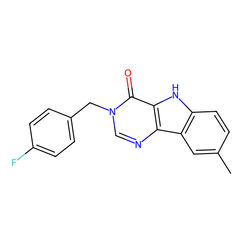 3-(4-fluorobenzyl)-8-methyl-3,5-dihydro-4H-pyrimido[5,4-b]indol-4-one structure