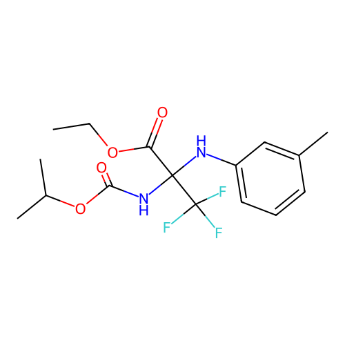 ethyl 3,3,3-trifluoro-2-((isopropoxycarbonyl)amino)-2-(m-tolylamino)propanoate structure