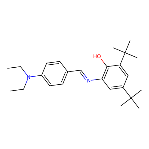 (E)-2,4-di-tert-butyl-6-((4-(diethylamino)benzylidene)amino)phenol structure