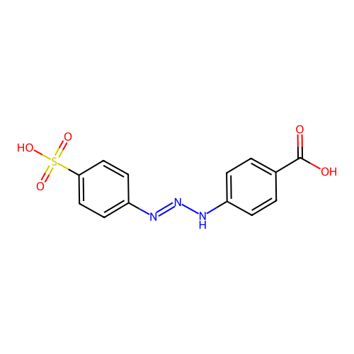(E)-4-(3-(4-sulfophenyl)triaz-2-en-1-yl)benzoic acid structure