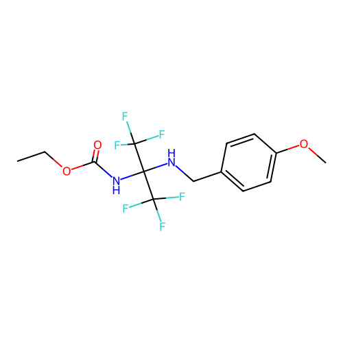 Ethyl (1,1,1,3,3,3-hexafluoro-2-((4-methoxybenzyl)amino)propan-2-yl)carbamate structure