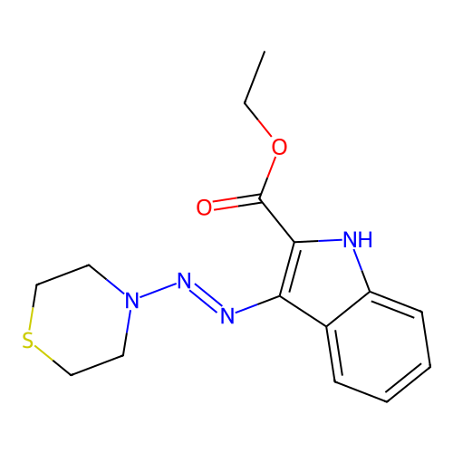 ethyl 3-[(E)-thiomorpholin-4-yldiazenyl]-1H-indole-2-carboxylate structure