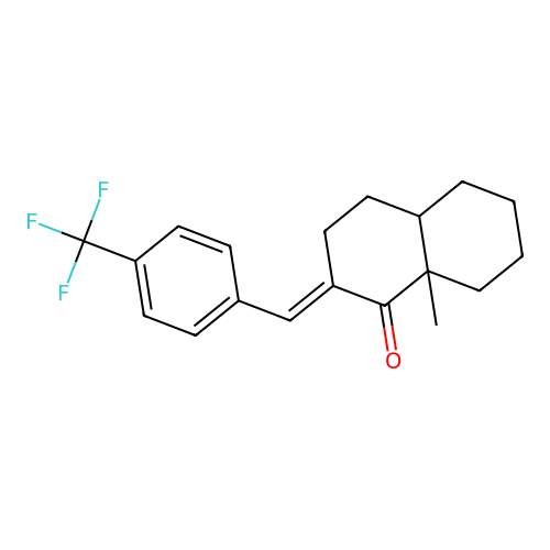 (E)-8a-methyl-2-(4-(trifluoromethyl)benzylidene)octahydronaphthalen-1(2H)-one structure