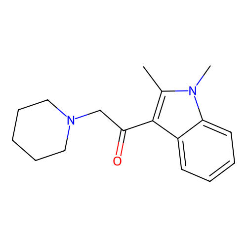 1-(1,2-dimethyl-1H-indol-3-yl)-2-(piperidin-1-yl)ethanone structure