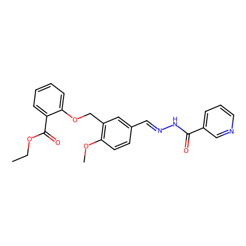 Ethyl 2-((2-methoxy-5-((2-nicotinoylhydrazono)methyl)benzyl)oxy)benzoate structure