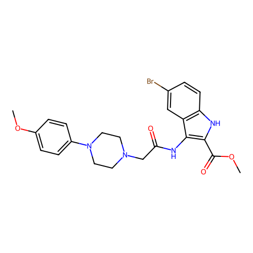 Methyl 5-bromo-3-[[2-[4-(4-methoxyphenyl)piperazin-1-yl]acetyl]amino]-1H-indole-2-carboxylate structure