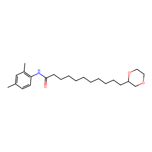 N-(2,4-dimethylphenyl)-11-(1,4-dioxan-2-yl)undecanamide structure