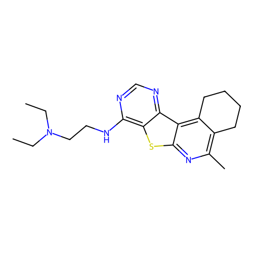 N,N-diethyl-N'-(5-methyl-1,2,3,4-tetrahydropyrimido[4',5':4,5]thieno[2,3-c]isoquinolin-8-yl)ethane-1,2-diamine structure
