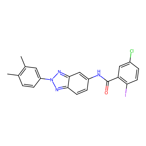 5-chloro-N-[2-(3,4-dimethylphenyl)-2H-benzotriazol-5-yl]-2-iodobenzamide structure