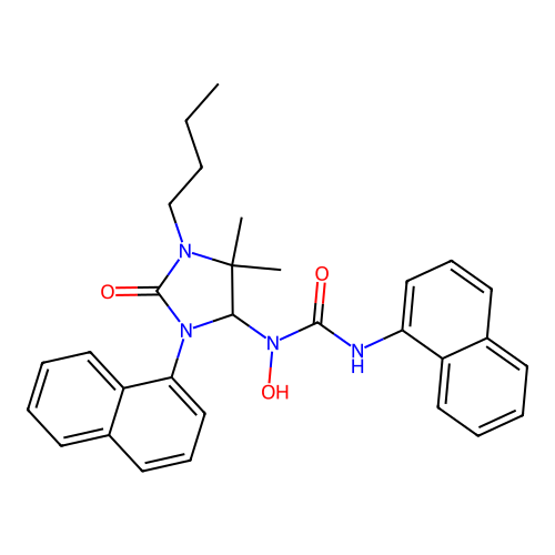 1-(1-butyl-5,5-dimethyl-3-(naphthalen-1-yl)-2-oxoimidazolidin-4-yl)-1-hydroxy-3-(naphthalen-1-yl)urea structure