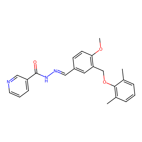 (E)-N'-(3-((2,6-dimethylphenoxy)methyl)-4-methoxybenzylidene)nicotinohydrazide structure