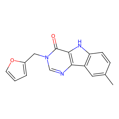 3-(furan-2-ylmethyl)-8-methyl-5H-pyrimido[5,4-b]indol-4-one structure