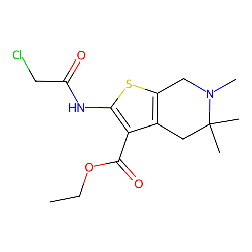 ethyl 2-(2-chloroacetamido)-5,5,6-trimethyl-4,5,6,7-tetrahydrothieno[2,3-c]pyridine-3-carboxylate structure