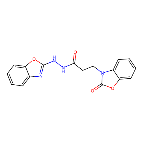 N'-(1,3-benzoxazol-2-yl)-3-(2-oxo-1,3-benzoxazol-3(2H)-yl)propanehydrazide structure