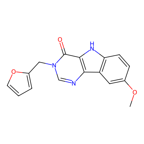 3-(furan-2-ylmethyl)-8-methoxy-5H-pyrimido[5,4-b]indol-4-one structure
