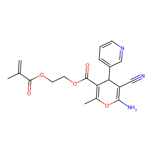 2-(methacryloyloxy)ethyl 6-amino-5-cyano-2-methyl-4-(pyridin-3-yl)-4H-pyran-3-carboxylate structure