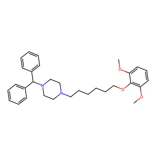 1-Benzhydryl-4-(6-(2,6-dimethoxyphenoxy)hexyl)piperazine structure