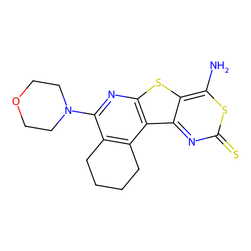 8-imino-5-morpholino-2,3,4,8-tetrahydro-1H-[1,3]thiazino[4',5':4,5]thieno[2,3-c]isoquinoline-10-thiol structure