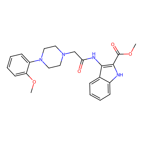 Methyl 3-[[2-[4-(2-methoxyphenyl)piperazin-1-yl]acetyl]amino]-1H-indole-2-carboxylate structure