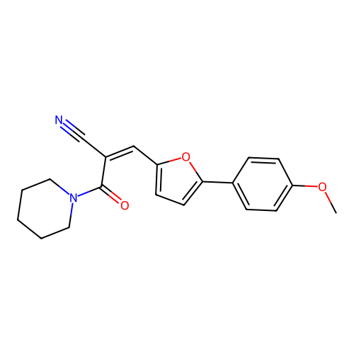 (2Z)-3-[5-(4-methoxyphenyl)furan-2-yl]-2-(piperidin-1-ylcarbonyl)prop-2-enenitrile structure