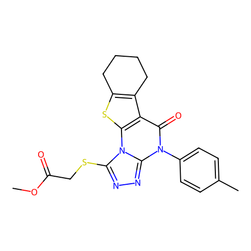 methyl {[4-(4-methylphenyl)-5-oxo-4,5,6,7,8,9-hexahydro[1]benzothieno[3,2-e][1,2,4]triazolo[4,3-a]pyrimidin-1-yl]sulfanyl}acetate structure